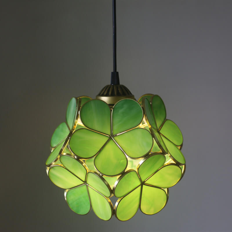 Vintage Stained Glass Petal Pendant Light