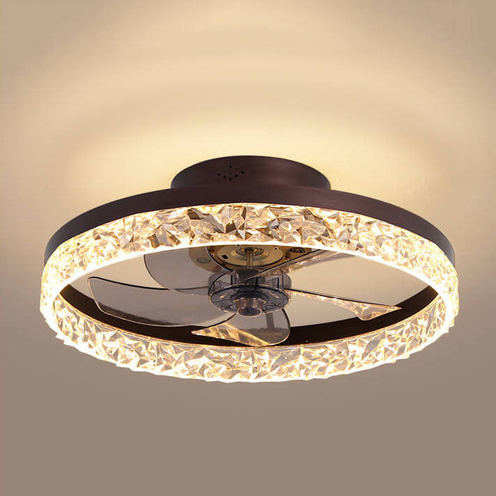 Modern Circle Ring LED Semi-Flush Ceiling Fan Light
