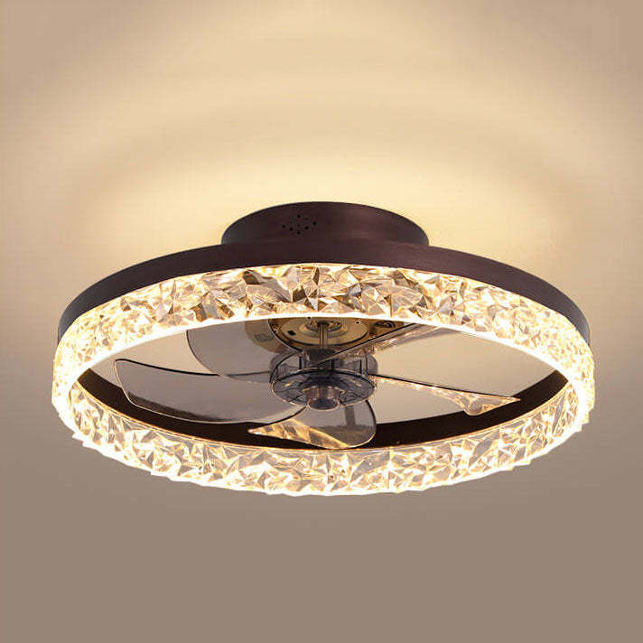 Modern Circle Ring LED Semi-Flush Ceiling Fan Light