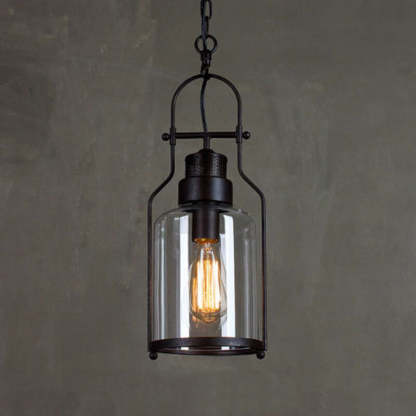 Industrial Vintage Iron Glass Jar Pendant
