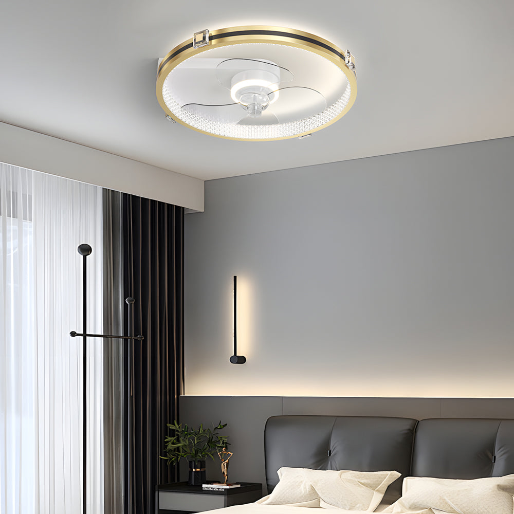 Gold synthetic metal acrylic mute ring ceiling fans - modern