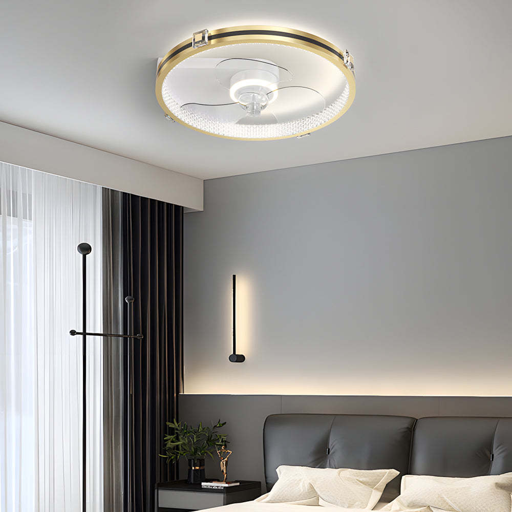 Ring LED 3-Step Mute Gold Modern Ceiling Fan