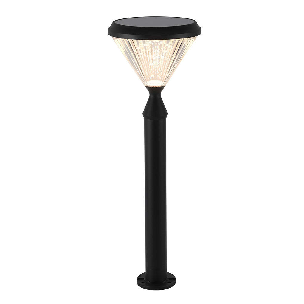Round Waterproof Light Control LED Black Modern Solar Outdoor Lights-Lighom