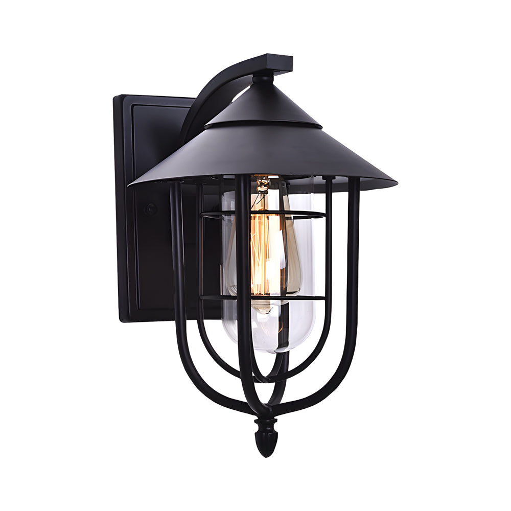 Waterproof Retro Iron Glass Motion Sensor Black Modern Outdoor Wall Lights-Lighom