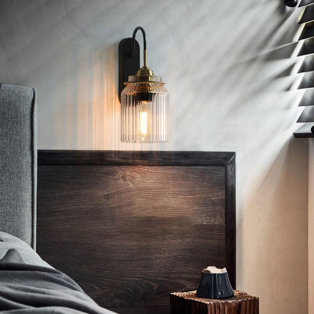 Round Funnel Wavy Glass LED Modern Wall Sconce