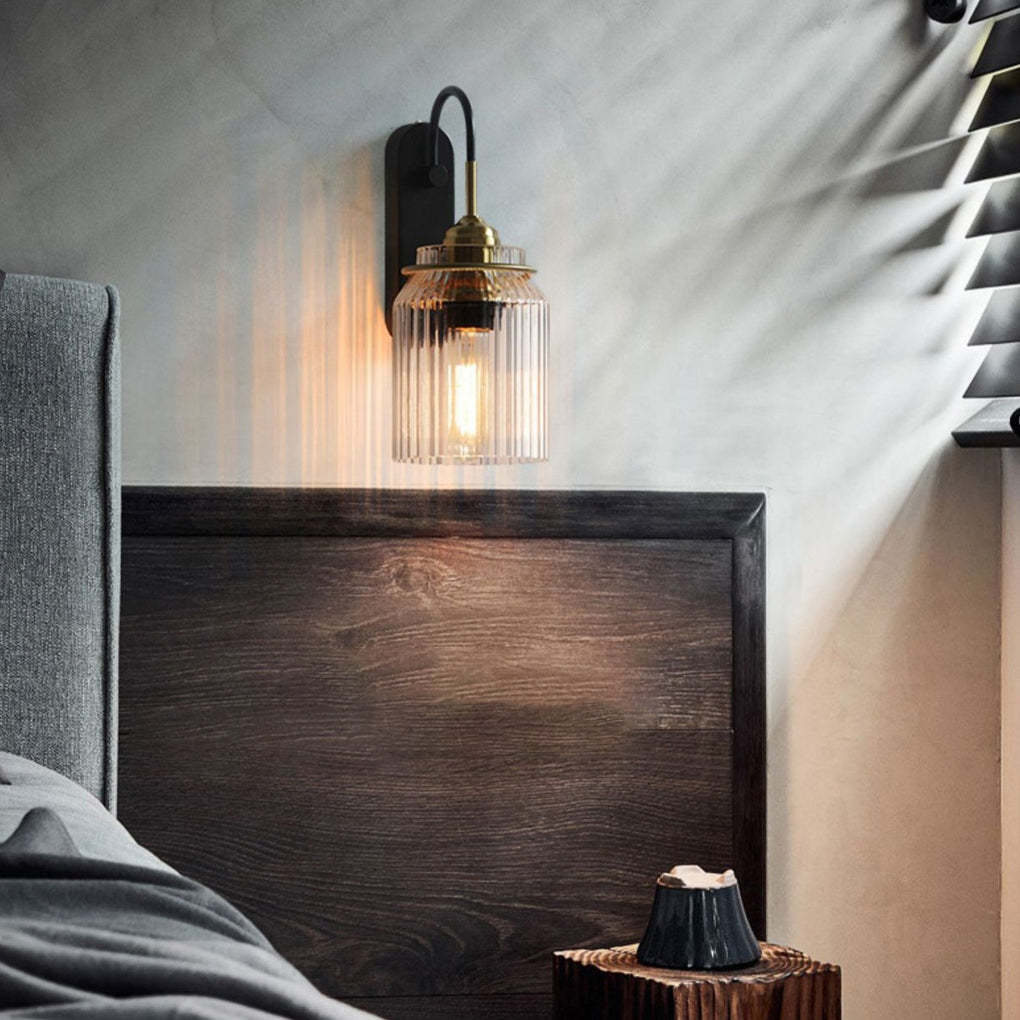 Round Funnel Wavy Glass LED Modern Wall Sconce