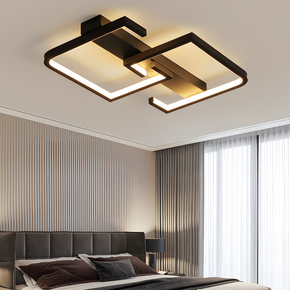 Lighom modern frame square black semi-flush mount light — Warm White (3000K)