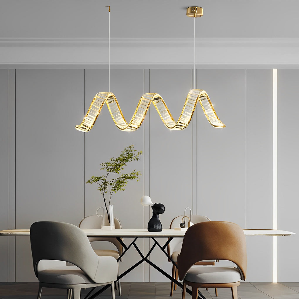 Crystal Wave Dimmable LED Modern Dining Chandelier