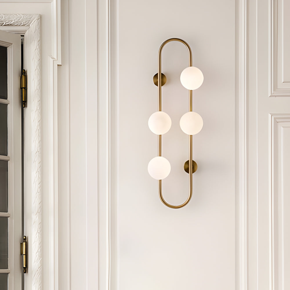 Black glass postmodern ball wall sconces — Cool White (6000K) / Brushed Gold