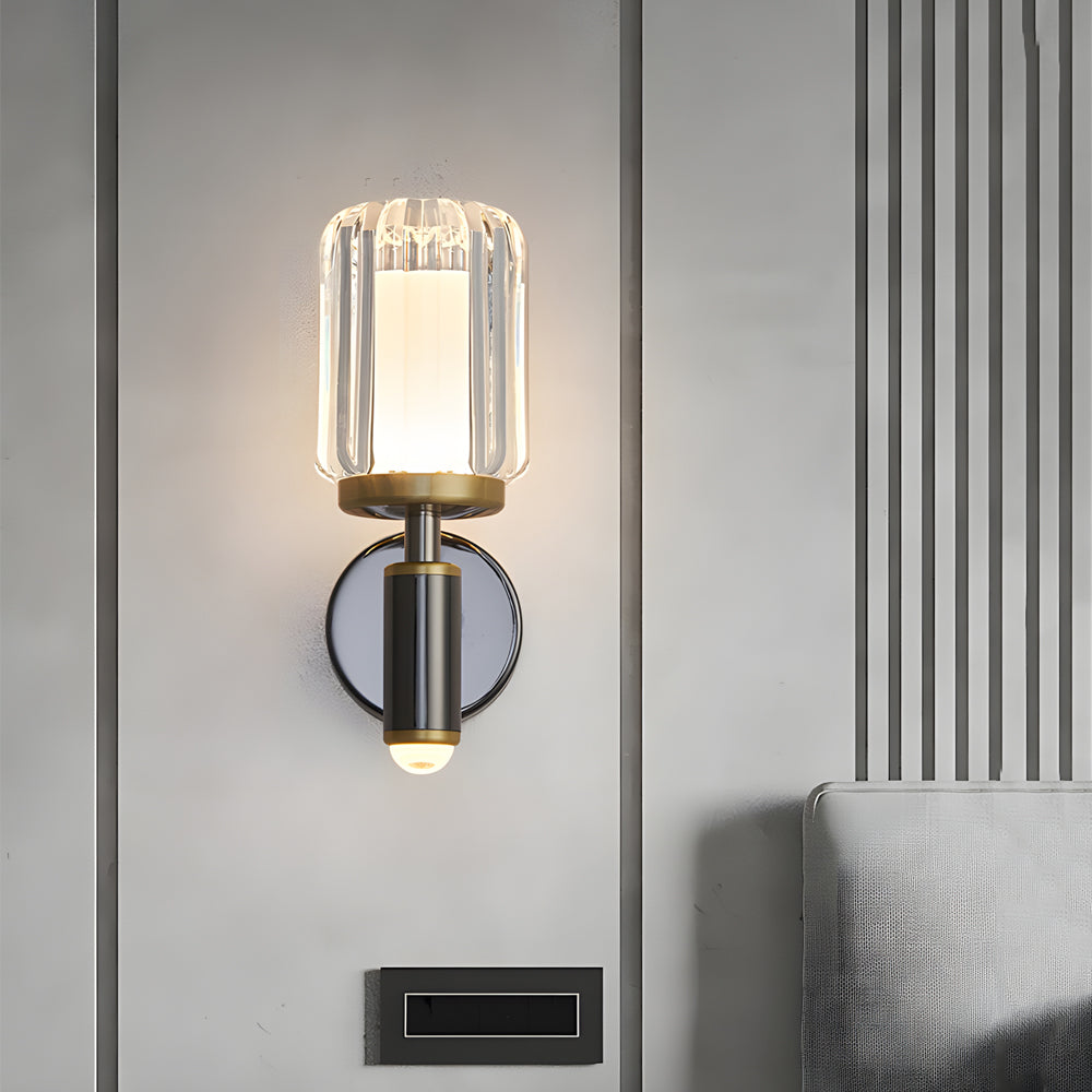 Black acrylic aluminum synthetic home arm wall sconces - modern