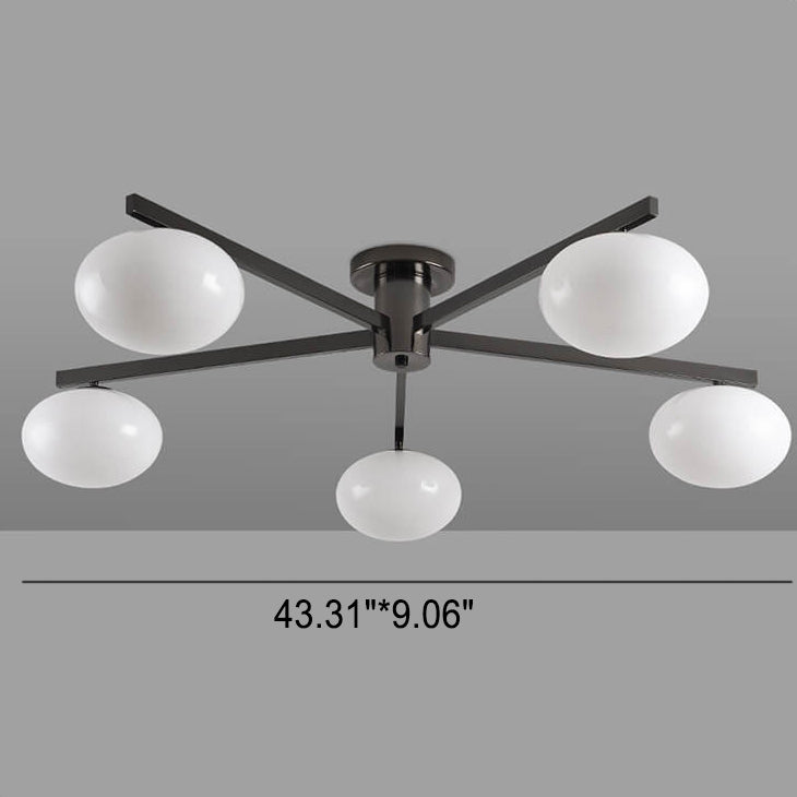 Nordic Glass Iron Ball 3/4/5-Light Semi-Flush Ceiling Light