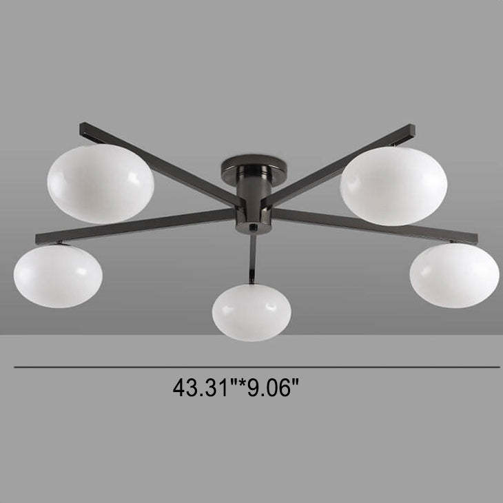 Nordic Glass Iron Ball 3/4/5-Light Semi-Flush Ceiling Light