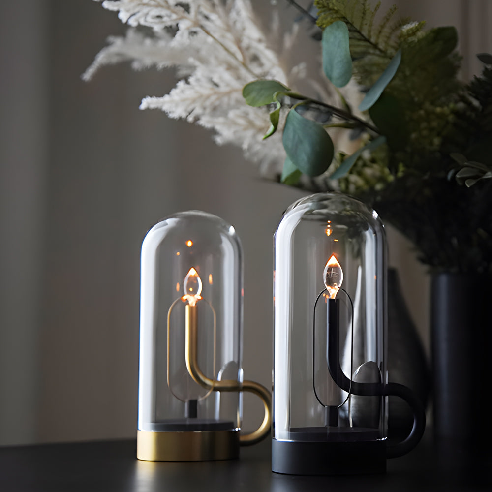Glass Dome HYMN Accent Table Lamp - LED Candle-Lighom