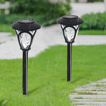 2PCS Waterproof Glass Lampshade LED Intelligent Black Solar Lawn Lamp-Lighom