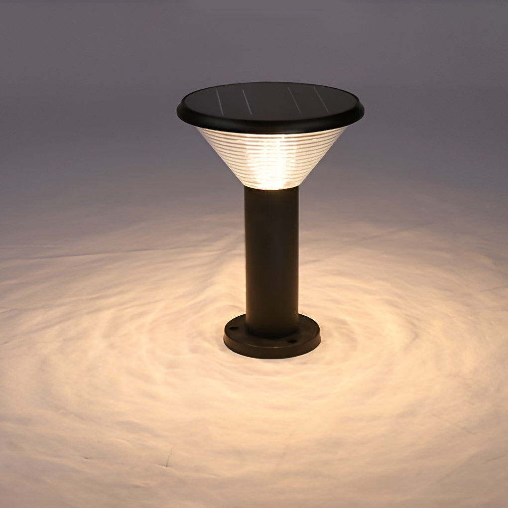 Round Light Control Induction Black Modern Outdoor Solar Pathway Lights-Lighom