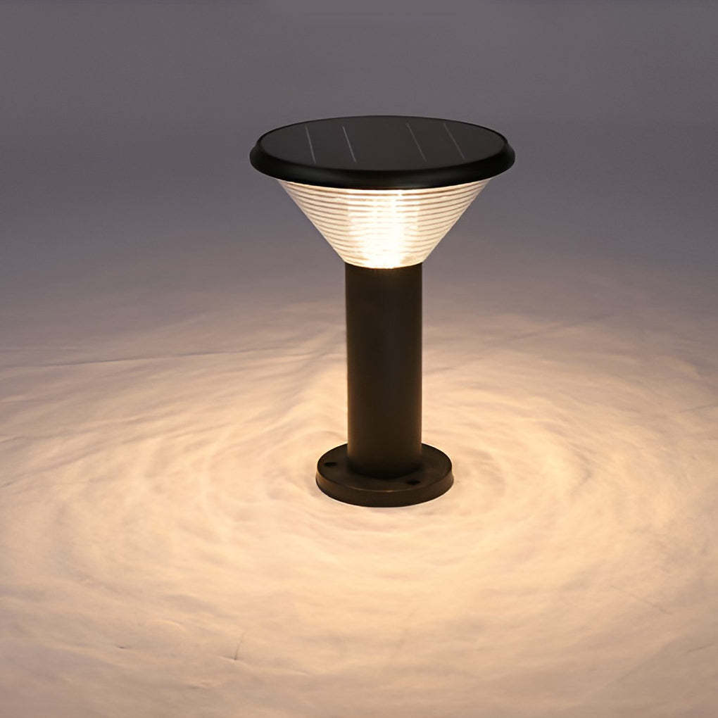 Round Light Control Induction Black Modern Outdoor Solar Pathway Lights-Lighom