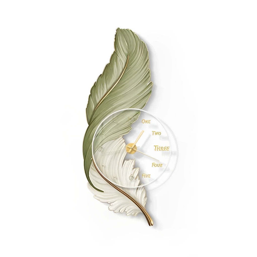 Feathers Painting Acrylic USB DC5V Round Wall Clock Wall Lamp with Remote-Lighom