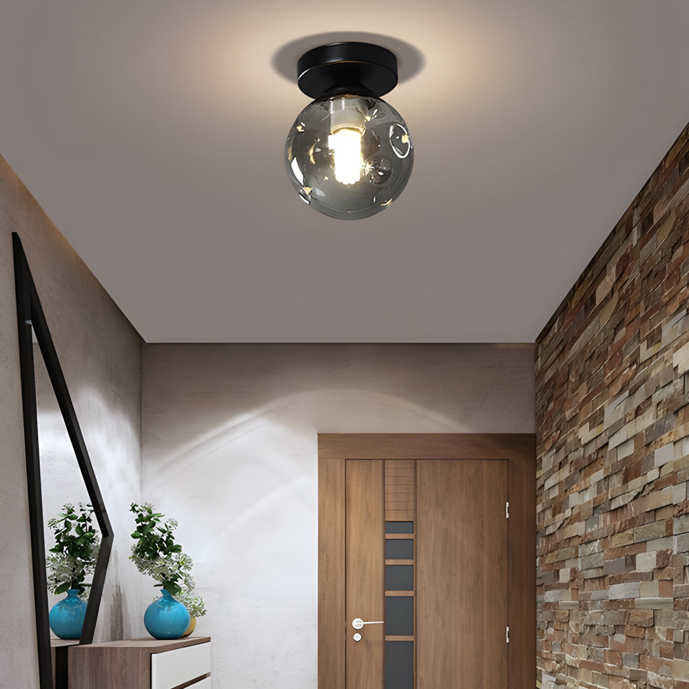 Nordic Corridor Amber Smoky Glass Ceiling Light