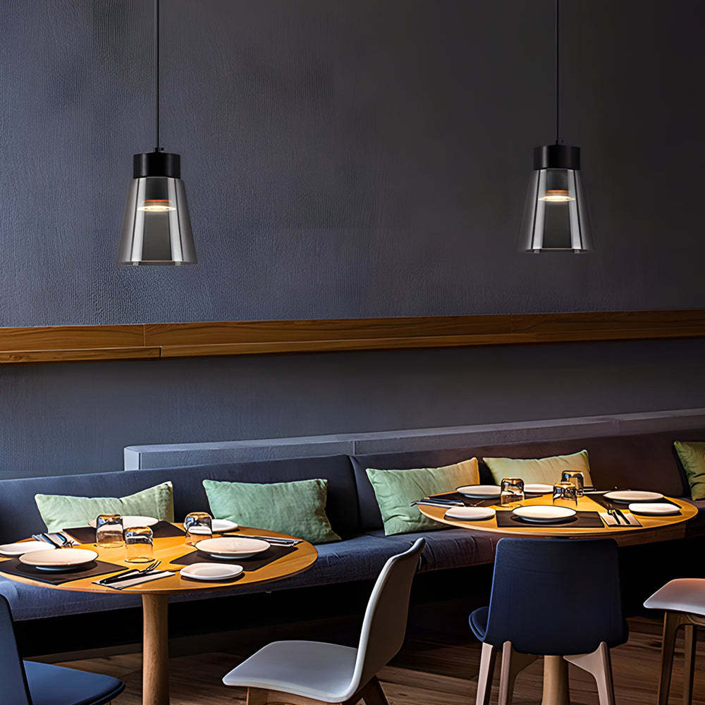 Minimalist Smoke Gray Glass COB Modern Pendant Chandelier