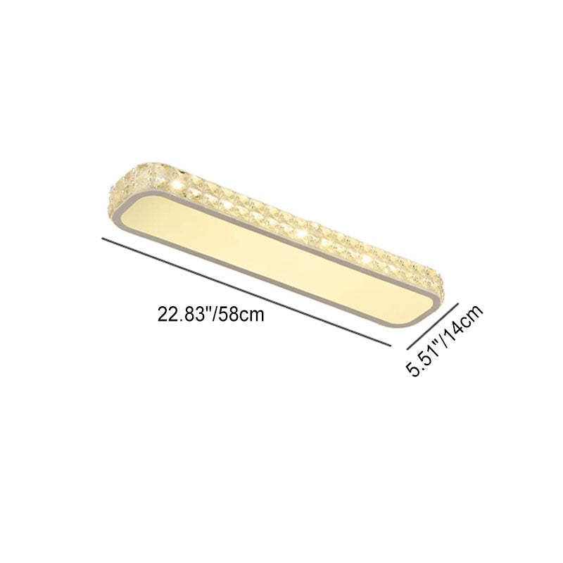 Modern Crystal Strip Acrylic LED Flush Mount Light — Medium - Black / Warm Light (3000K) / 220V-240V For UK/AU