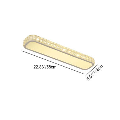 Modern Crystal Strip Acrylic LED Flush Mount Light — Medium - Black / Warm Light (3000K) / 220V-240V For UK/AU