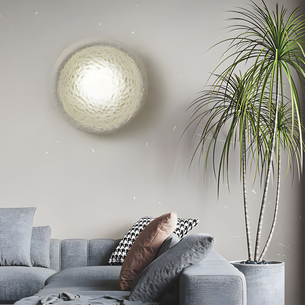 Japanese White Round Wall Sconce