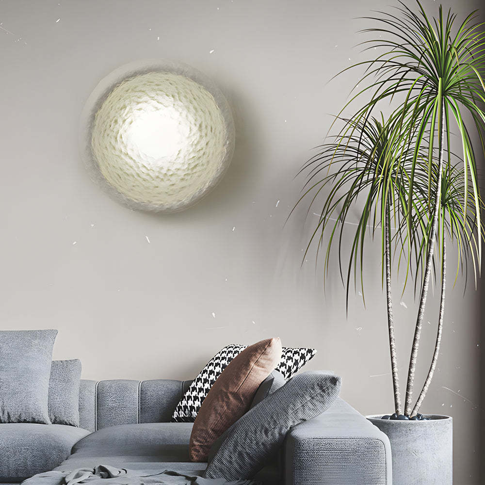 Japanese White Round Wall Sconce