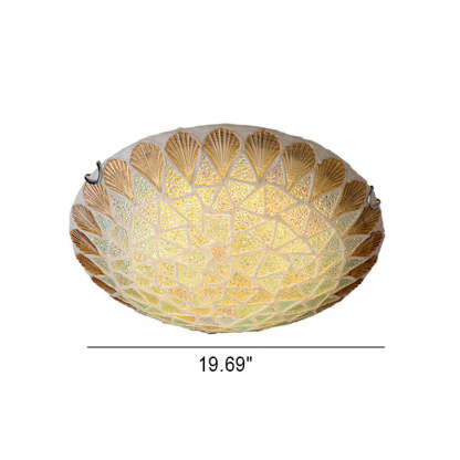 Nordic Vintage Tiffany Shell Glass Flush Mount Light — 220V-240V For UK/AU