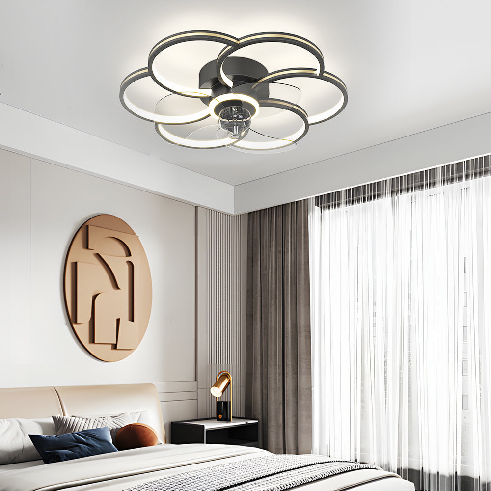 Flower 3-Step Dimming LED Silent Modern Fan