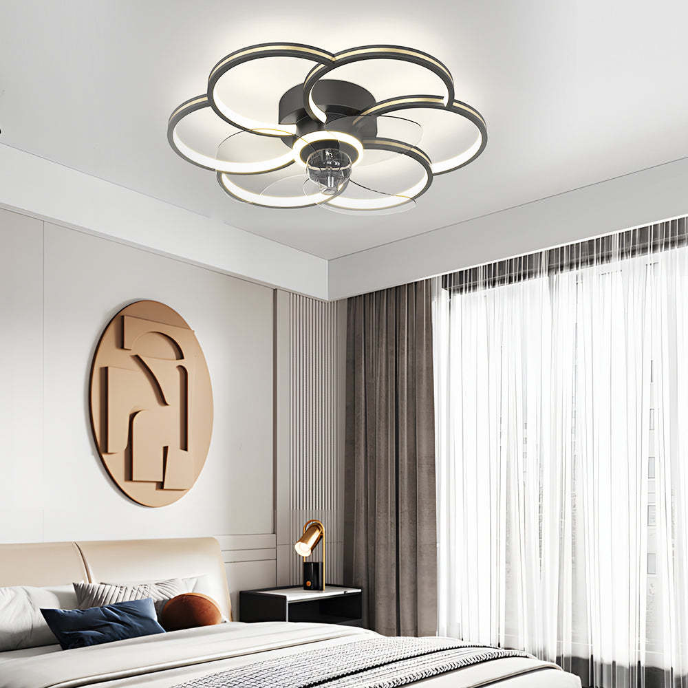 Flower 3-Step Dimming LED Silent Modern Fan