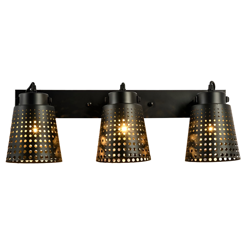 Retro Iron Hollow Adjustable Black Industrial Plug-In Sconce