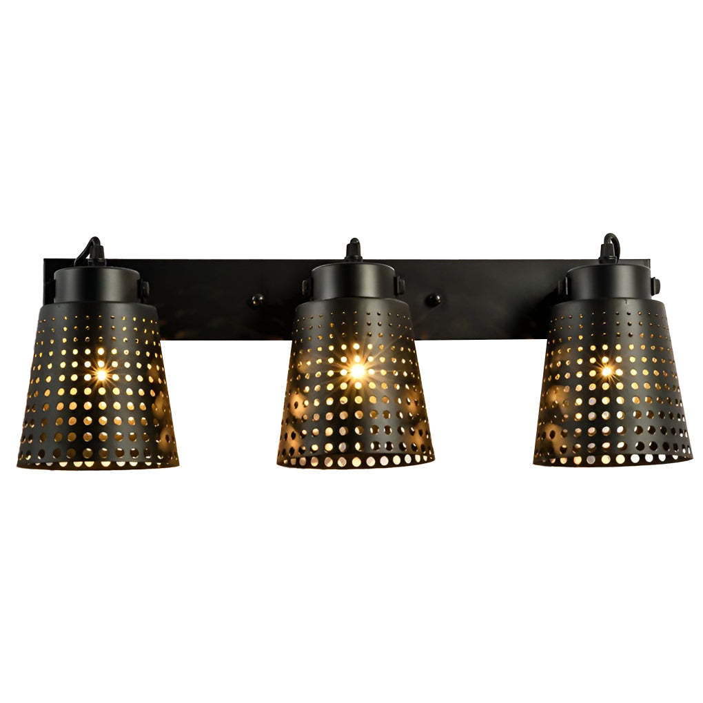 Retro Iron Hollow Adjustable Black Industrial Plug-In Sconce