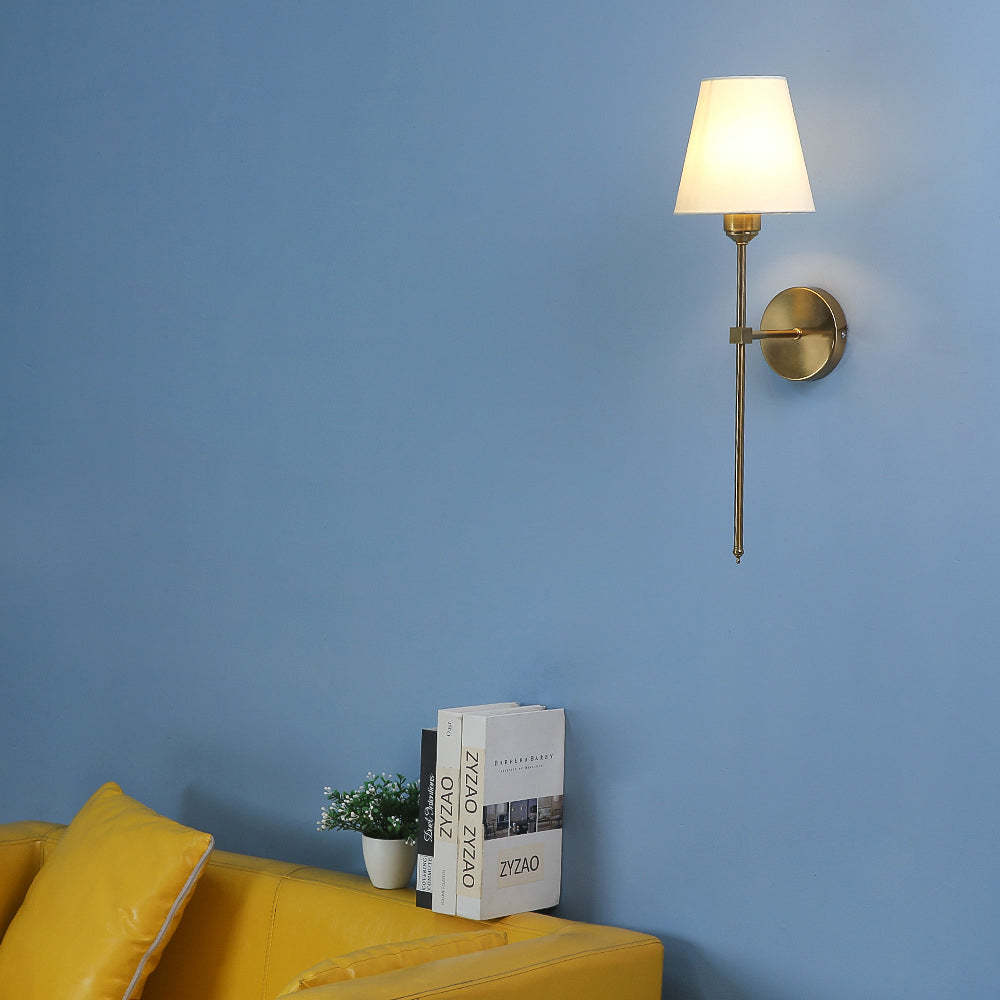 Modern Black Gold Linen Shade Wall Sconce