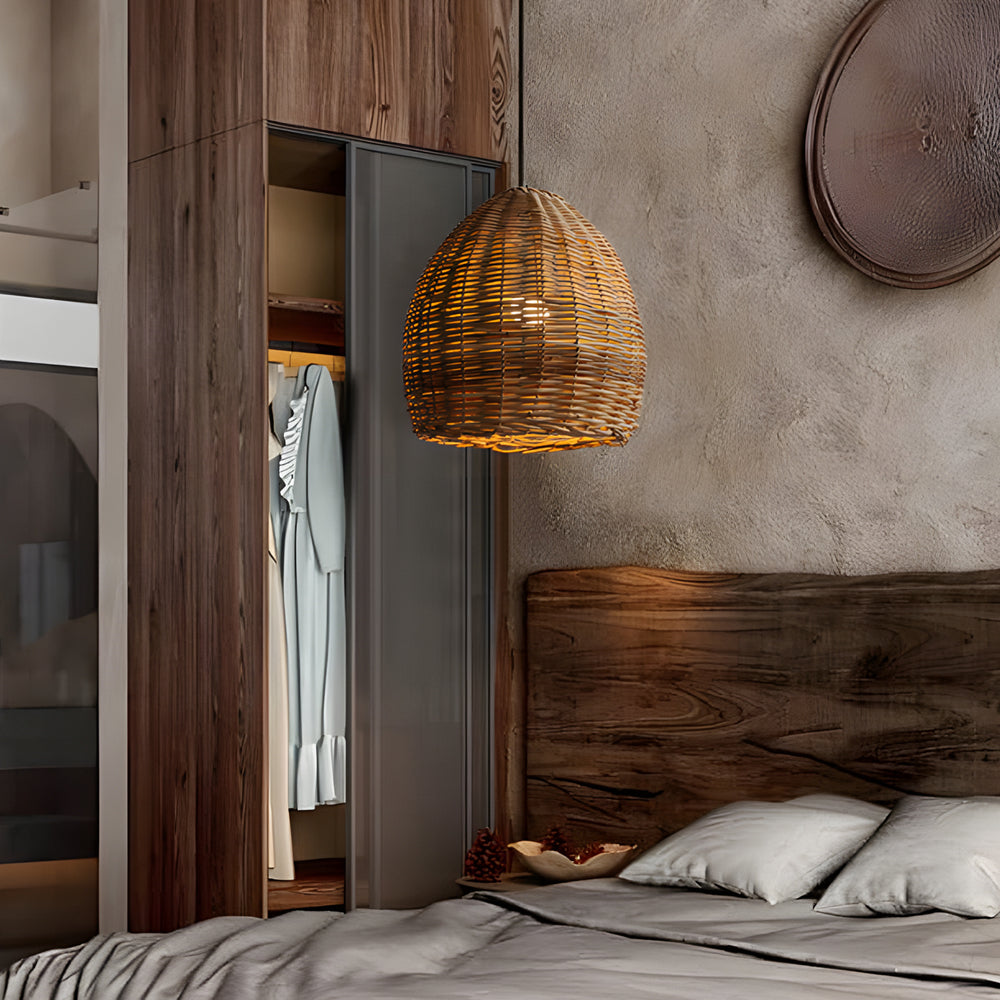 Handmade Leather Rattan LED Wabi-Sabi Japanese Chandelier