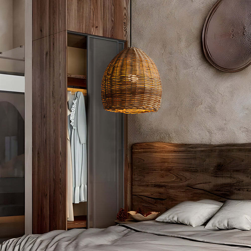 Handmade Leather Rattan LED Wabi-Sabi Japanese Chandelier