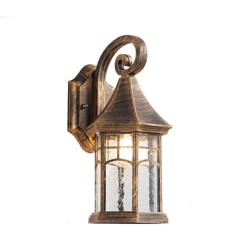Vintage Lantern Glass Outdoor Wall Sconce