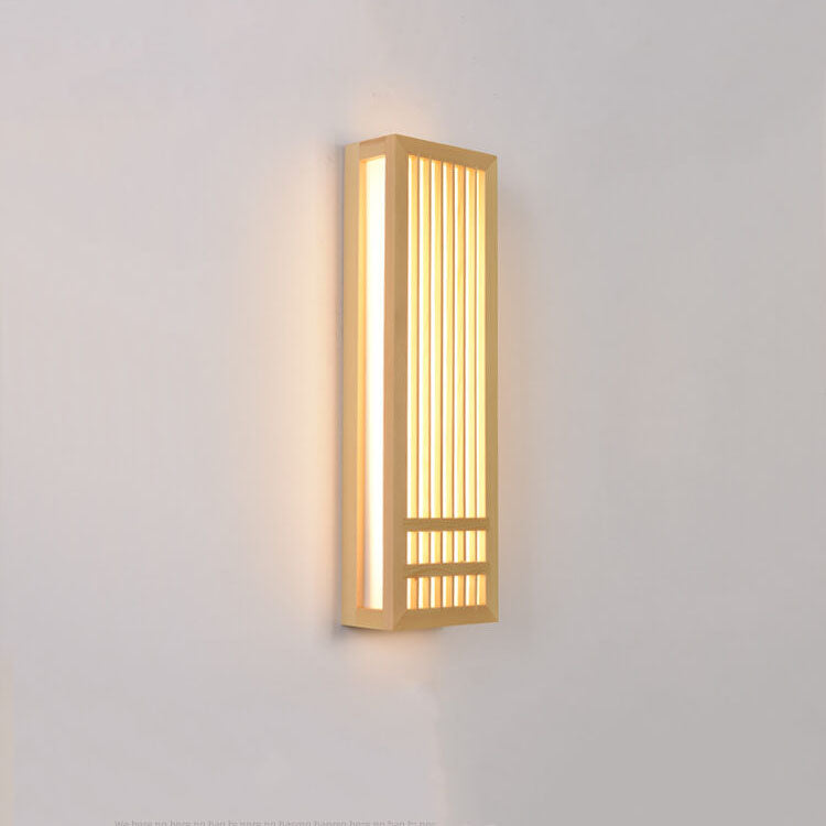 Simple Solid Wood Rectangular Japanese Sconce