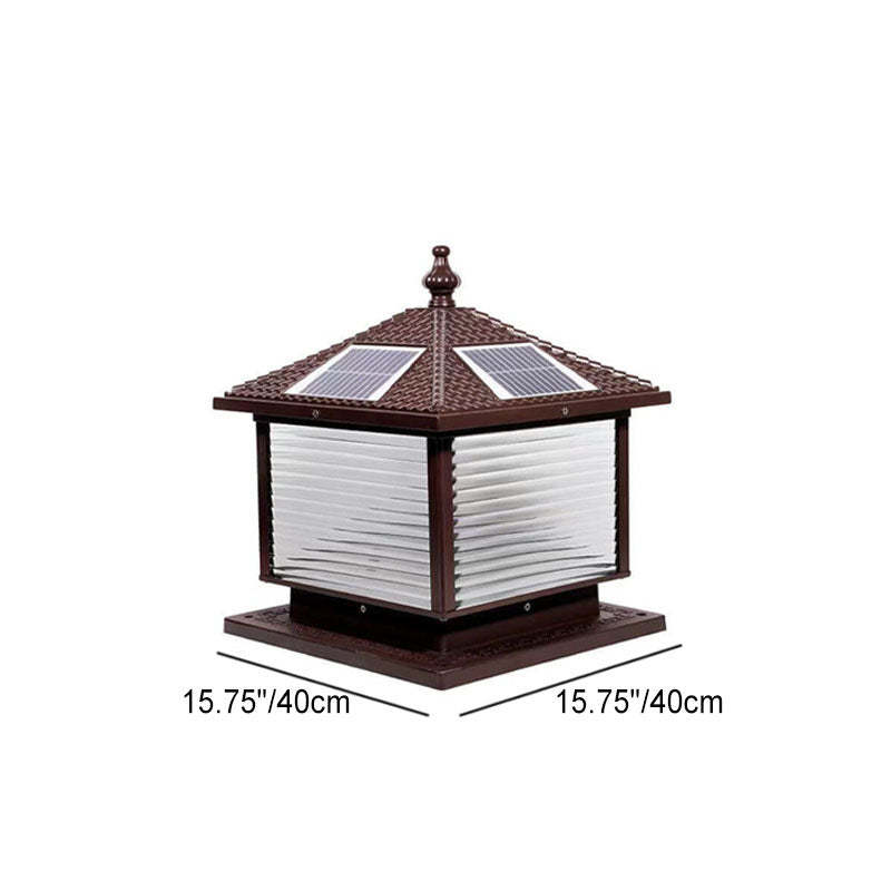 Retro Square Die-Cast Aluminum Glass Solar Column Light