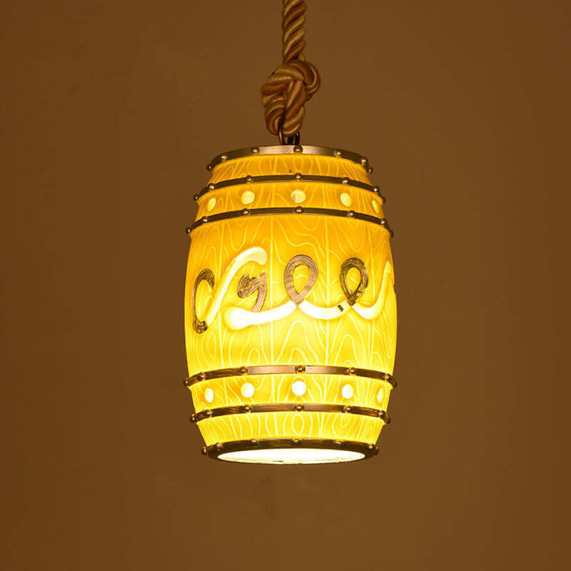 Vintage Wine Barrel Resin Pendant Light