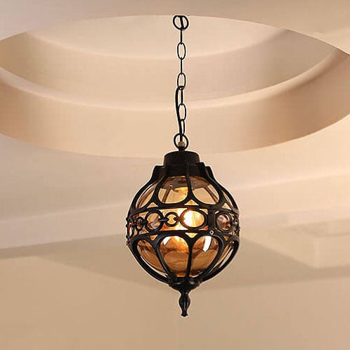 Retro Industrial Globe Outdoor Pendant Light