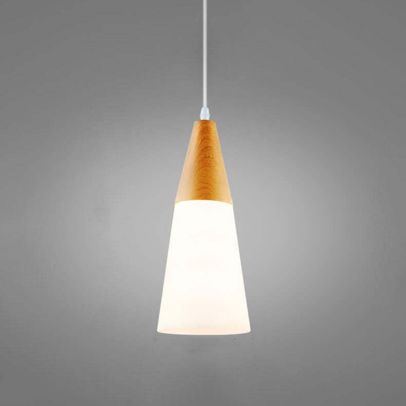 Nordic Wood Grain Glass Cone Pendant