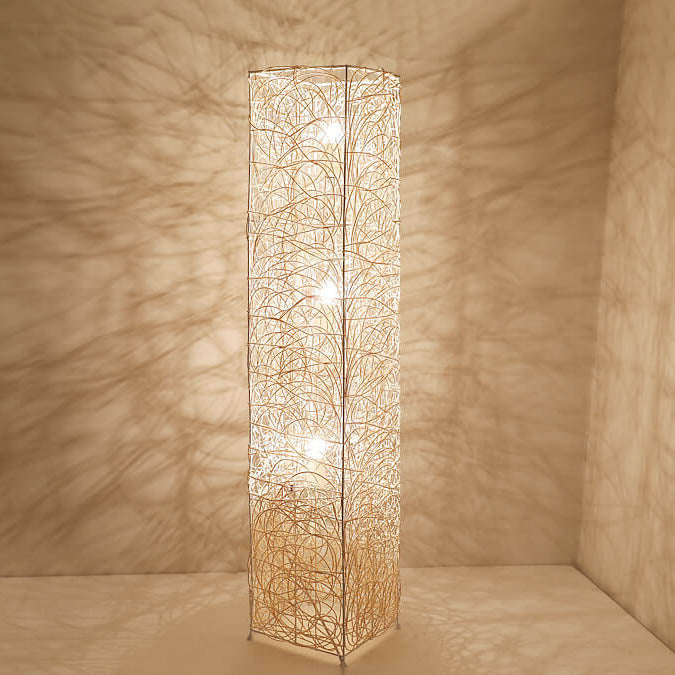 Minimalist Rattan Weaving Column 3-Light Floor Lamp