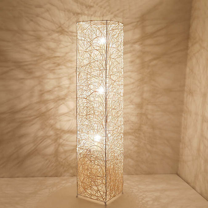 Minimalist Rattan Weaving Column 3-Light Floor Lamp