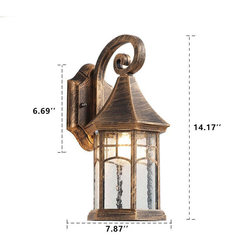 Vintage Lantern Glass Outdoor Wall Sconce