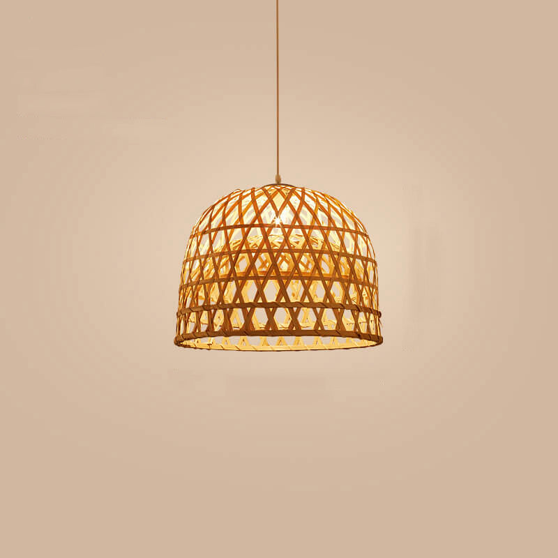 Modern Bamboo Weaving Dome Pendant Light
