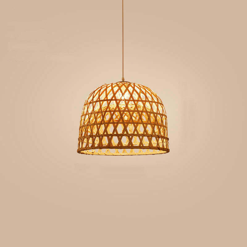 Modern Bamboo Weaving Dome Pendant Light
