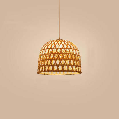 Modern Bamboo Weaving Dome Pendant Light