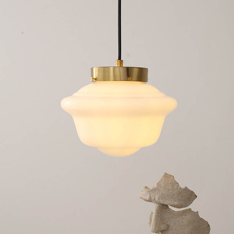 Vintage Milk White Glass Jar Pendant Light