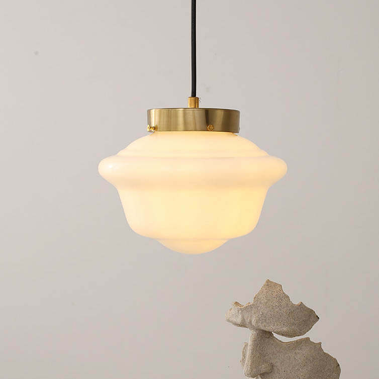 Vintage Milk White Glass Jar Pendant Light