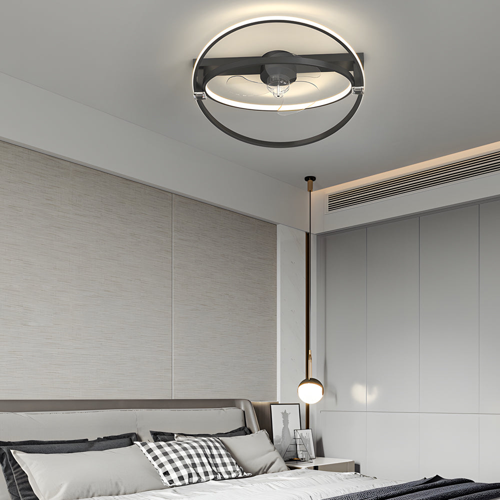 2-Ring Mute 3-Step LED Modern Ceiling Fan